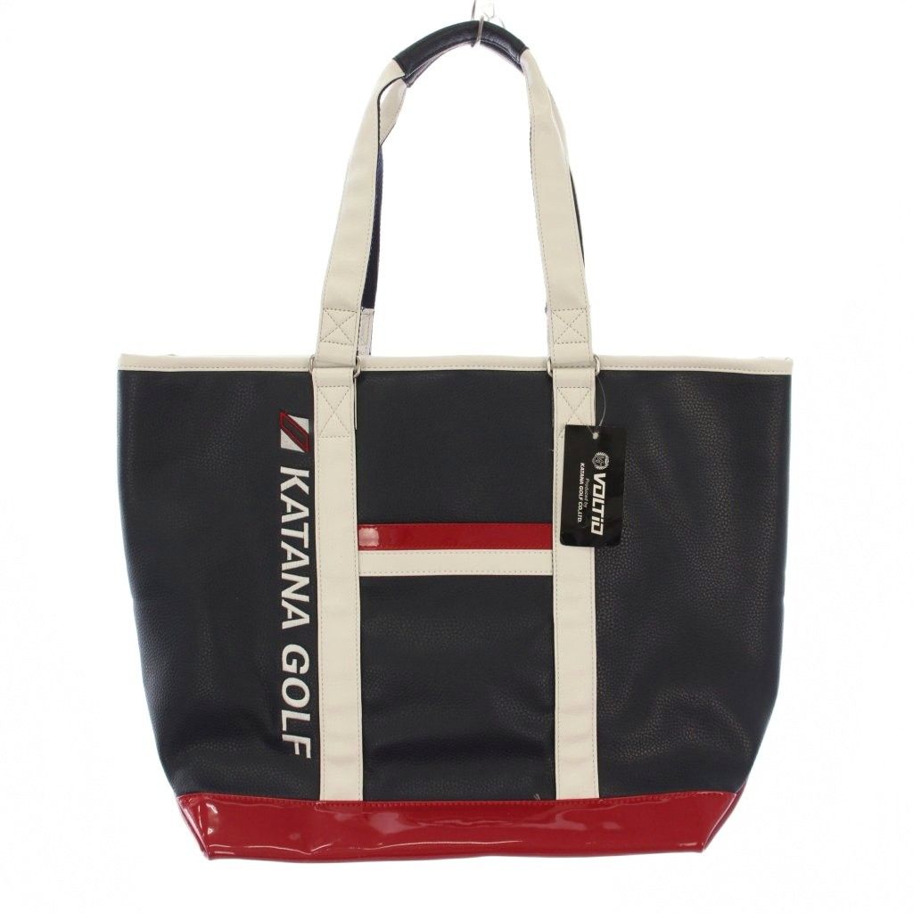 【美品】  トートバッグ ネイビー/レッド/ホワイト ボルティオ VOLTIO トートバッグ ハンドバッグ レザー ロゴ 刺繍 紺