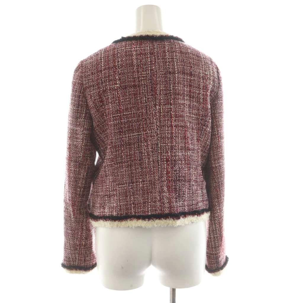 アベニールエトワール　Aveniretoileツイードノーカラージャケット アベニールエトワール Aveniretoile ジャケット 上着 ウール 38 レッド