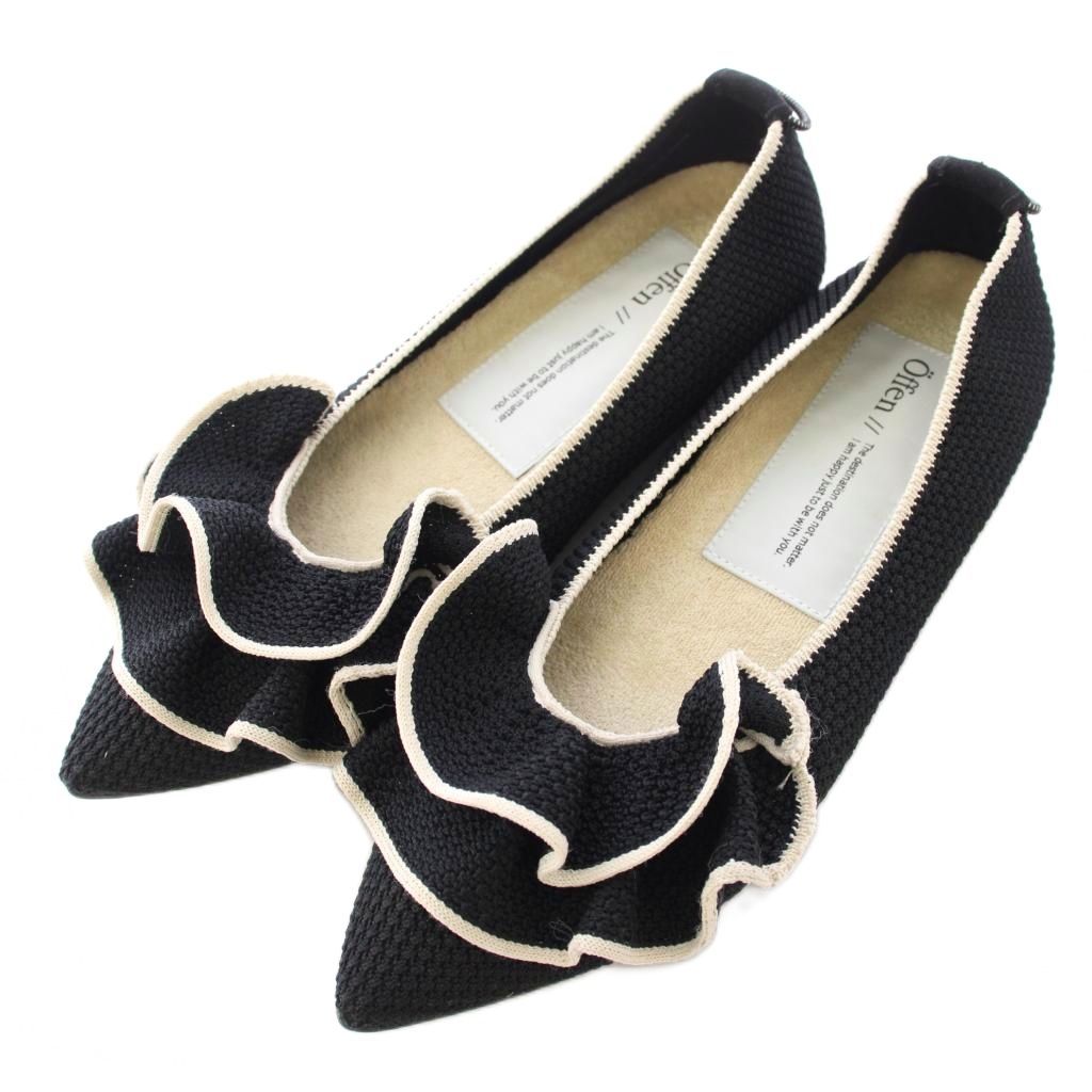 offen オッフェン　フリルパンプス　41 オッフェン Offen パンプス ポインテッドトゥ ローヒール フリル バイ