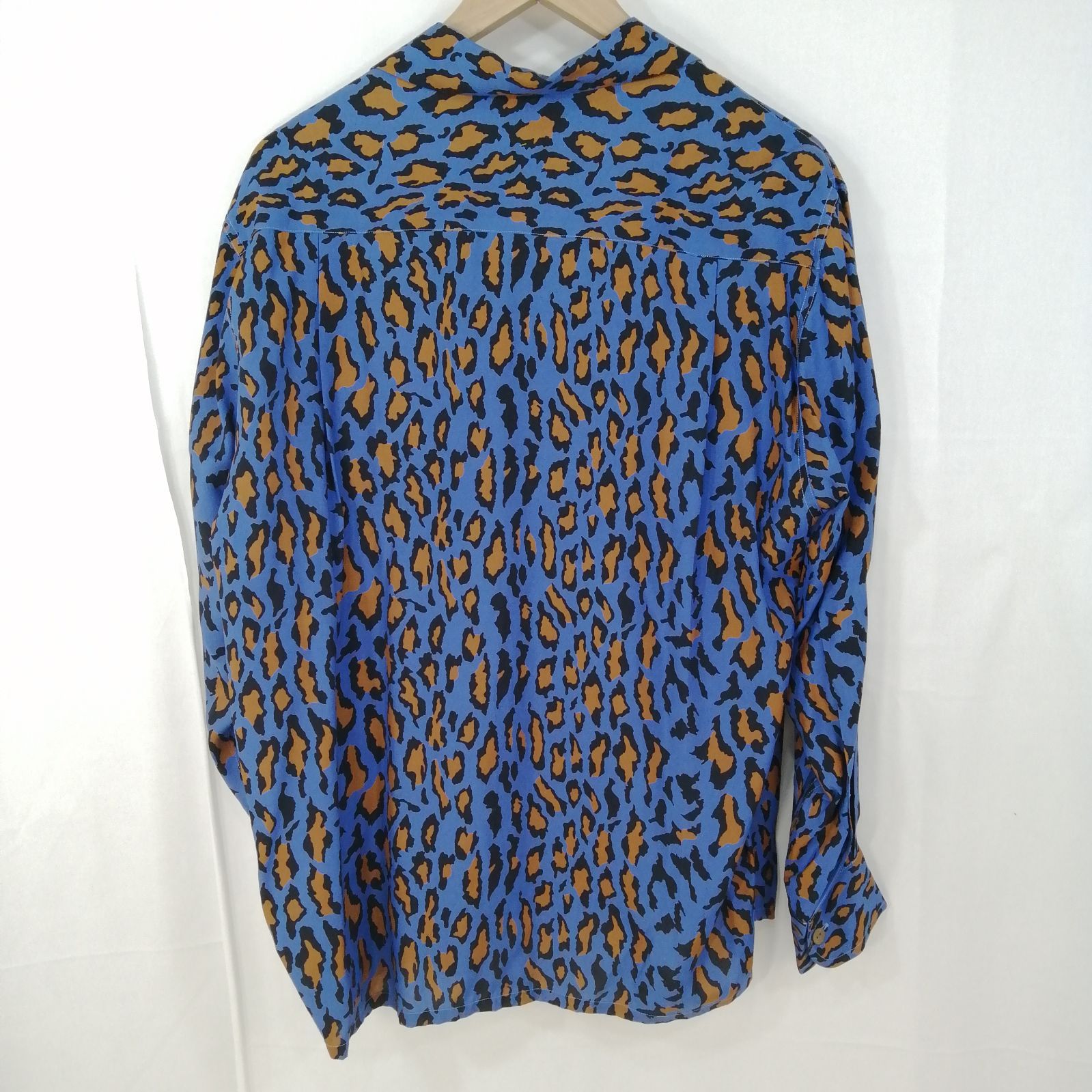 WACKO MARIA ワコマリア レオパードハワイアンシャツ 長袖シャツ Mサイズ ブルー 22FWE-WMS-HI03