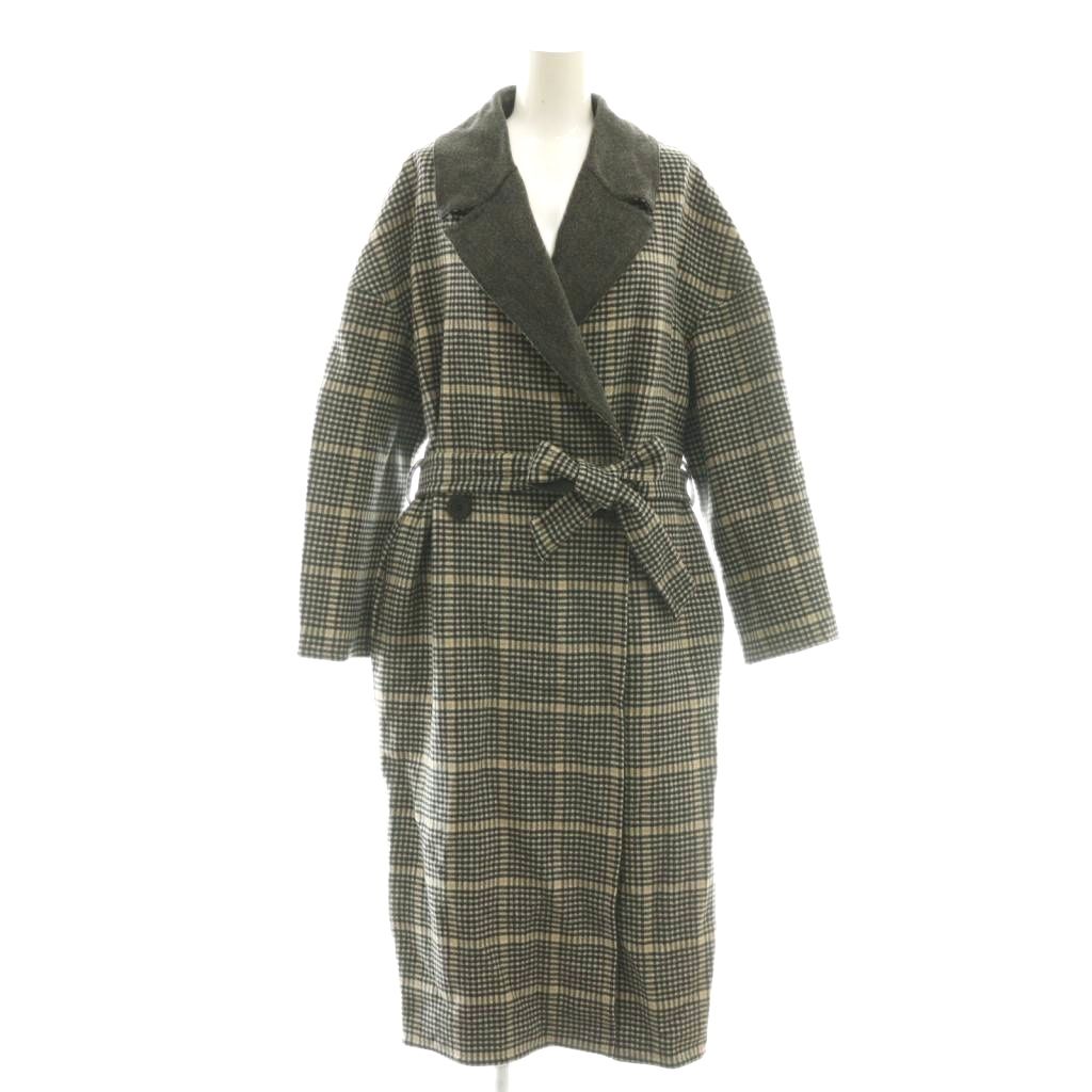 プラステ PLST チェスターコート ロング チェック柄 M マルチカラー