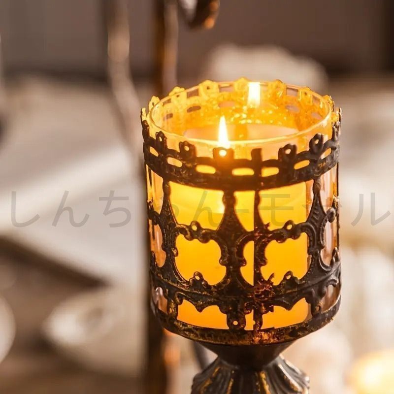 新しい未使用 キャンドルホルダー キャンドルスタンド 3灯 アイアン