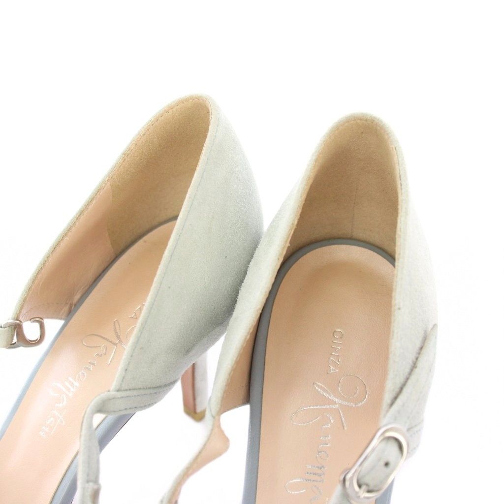 銀座かねまつ GINZA Kanematsu パンプス スエード ストラップ ビジュー