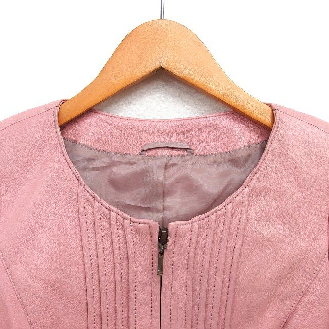 アナイ ANAYI レザージャケット 羊革 ピンタック ジップアップ ノー