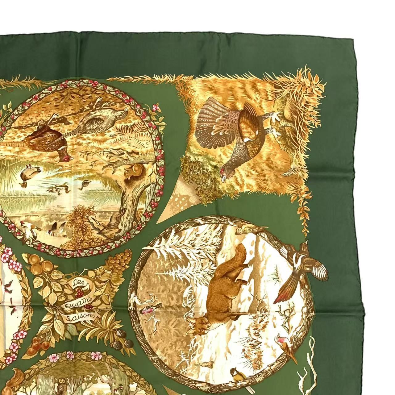 美品 HERMES エルメス カレ90 スカーフ LES QUATRE SAISONS 四季