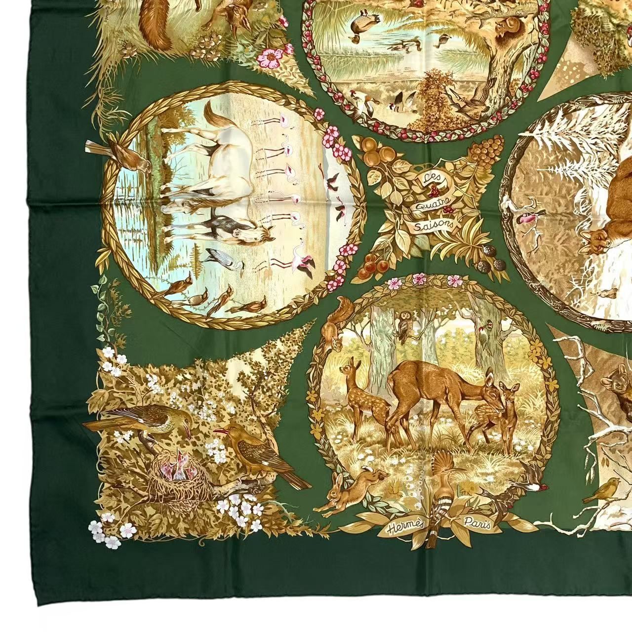 美品 HERMES エルメス カレ90 スカーフ LES QUATRE SAISONS 四季