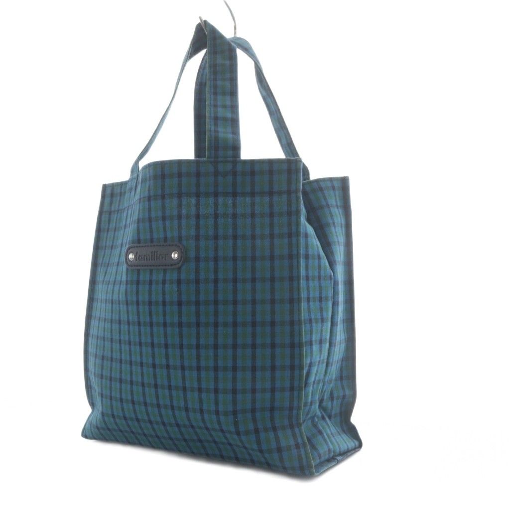 ファミリア Familiar トートバッグ ハンドバッグ チェック グリーン