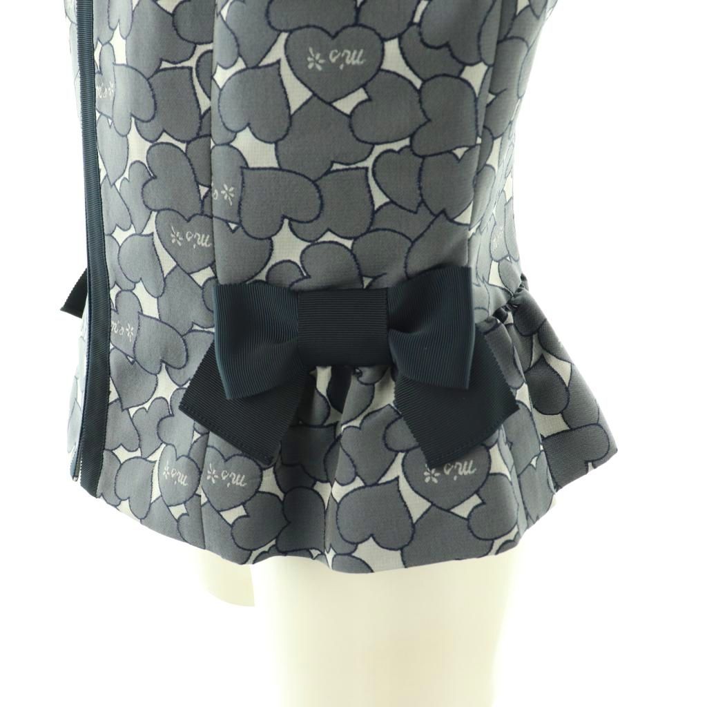 エムズグレイシー M'S GRACY ハート柄 リボン ノーカラージャケット