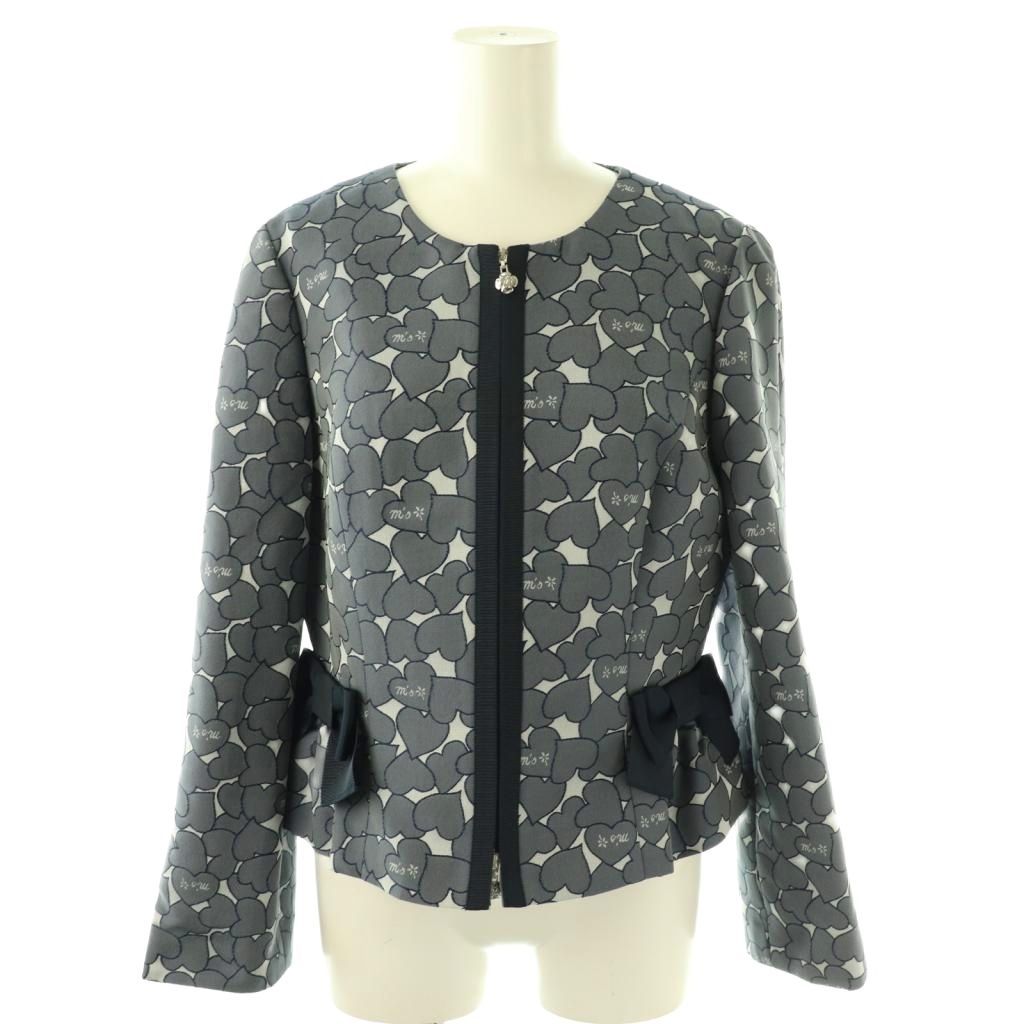 エムズグレイシー M'S GRACY ハート柄 リボン ノーカラージャケット