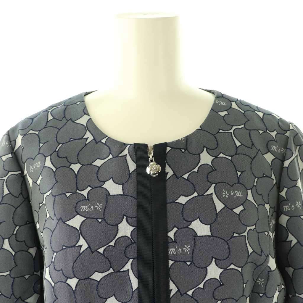 エムズグレイシー M'S GRACY ハート柄 リボン ノーカラージャケット