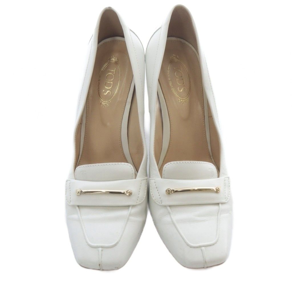 トッズ TOD'S ローファー ヒール レザー スクエアトゥ ハイヒール 37