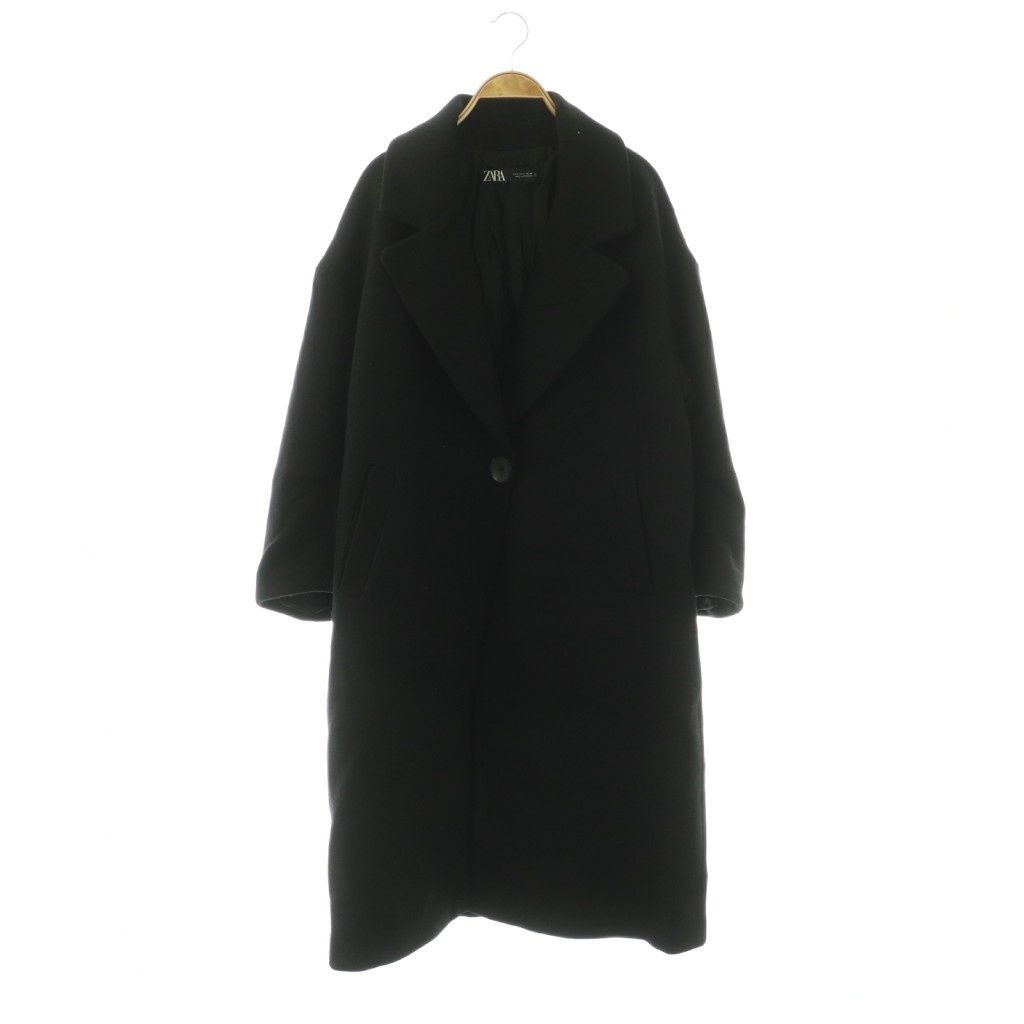 ザラ ZARA オーバーサイズ チェスターコート S ブラック /ES □OS