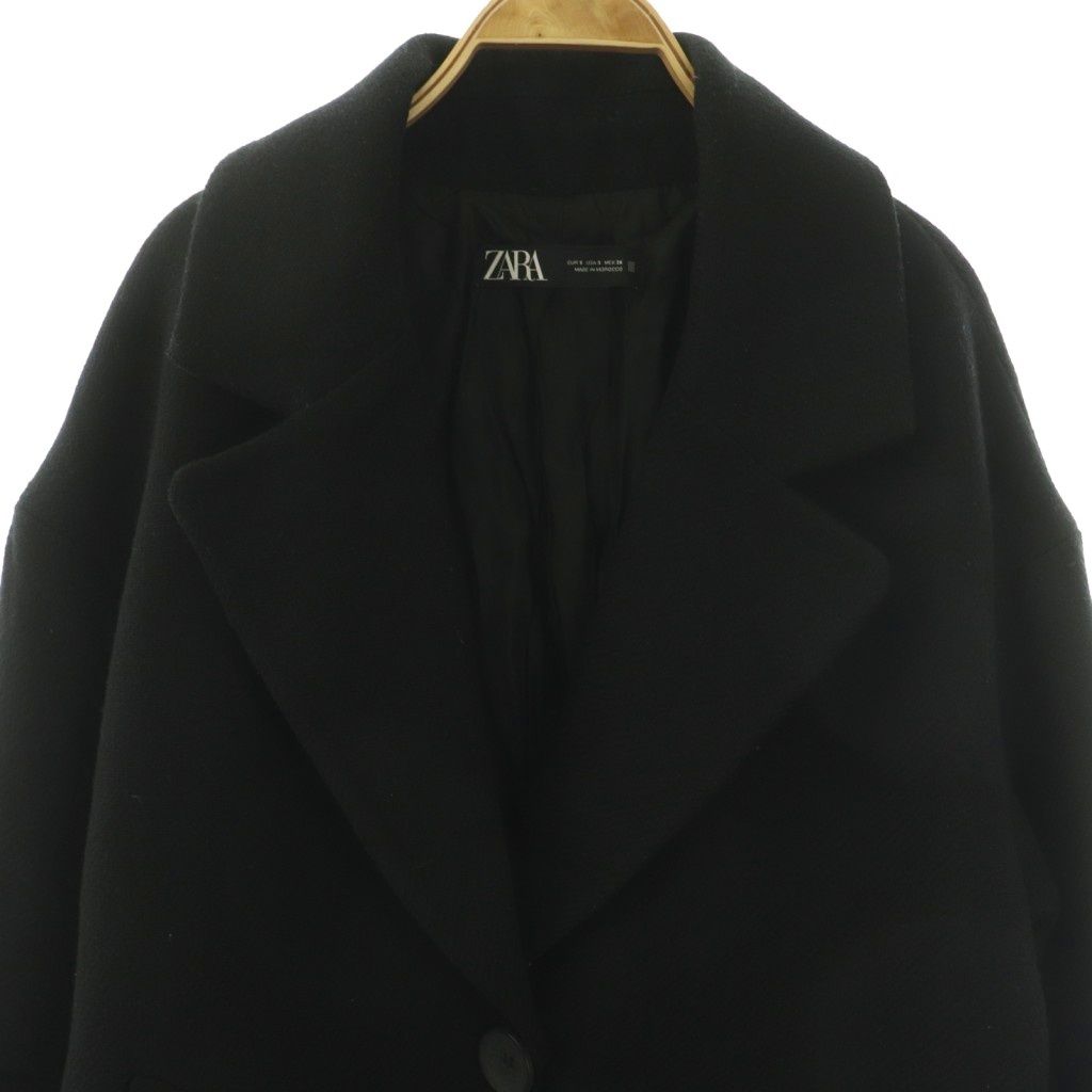ザラ ZARA オーバーサイズ チェスターコート S ブラック /ES □OS