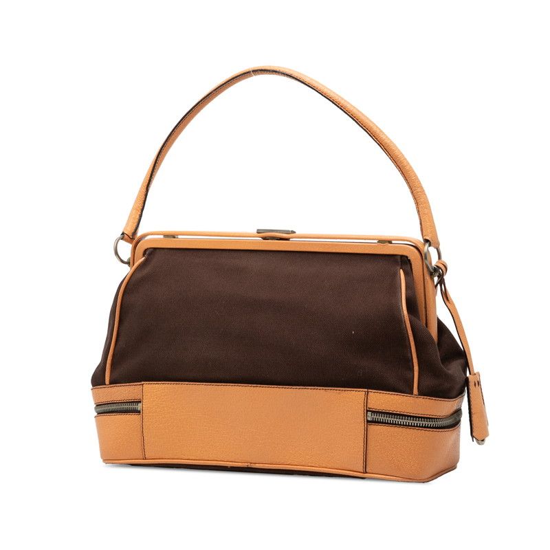 プラダ ロゴ ハンドバッグ ショルダーバッグ ブラウン キャンバス