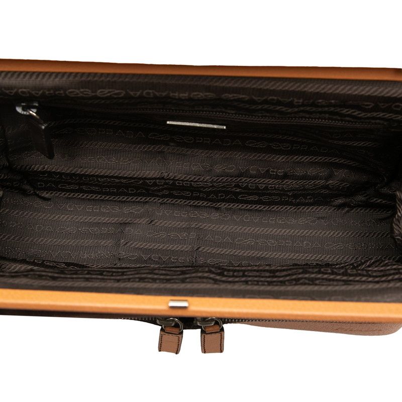 プラダ ロゴ ハンドバッグ ショルダーバッグ ブラウン キャンバス