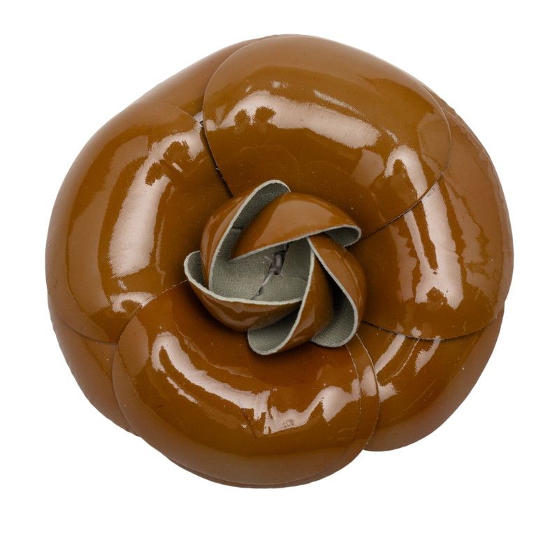 シャネル カメリア ブローチ コサージュ ブラウン プラスチック