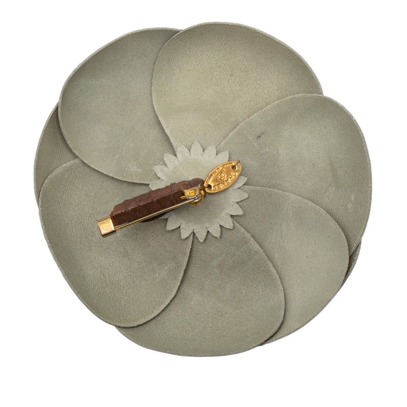 シャネル カメリア ブローチ コサージュ ブラウン プラスチック