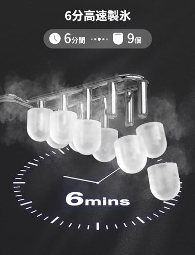 製氷機 家庭用 高速製氷 自動洗浄機能 ハンドル付き氷バスケット 取り扱い簡単 2種類氷サイズ 大容量水タンク 透明窓 小型 氷つくり機 静音 自動停止 水不足提示 ポータブル アイスメーカー コンパクト 製氷器 日本 45860 fc 0