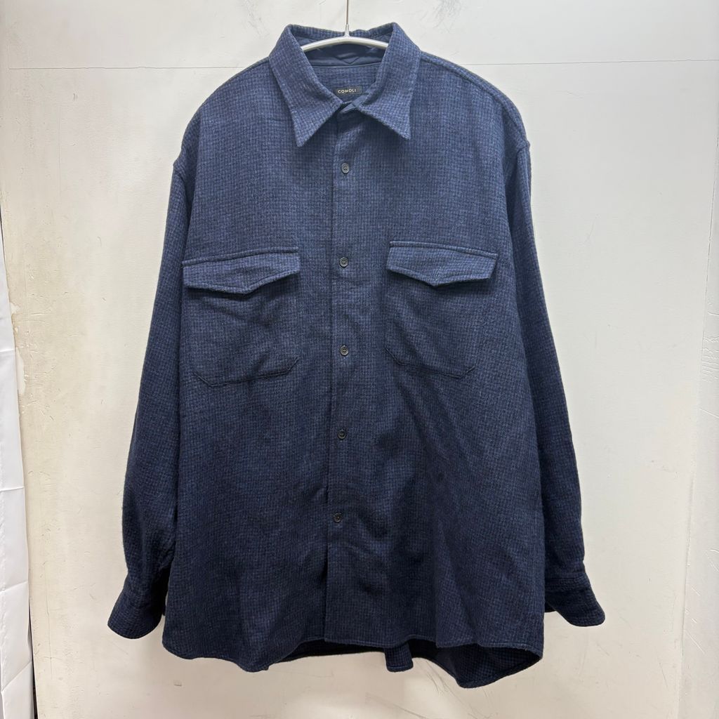 COMOLI コモリ 22AW W/CA ハウンドトゥース CPO W03-02012 ネイビー系