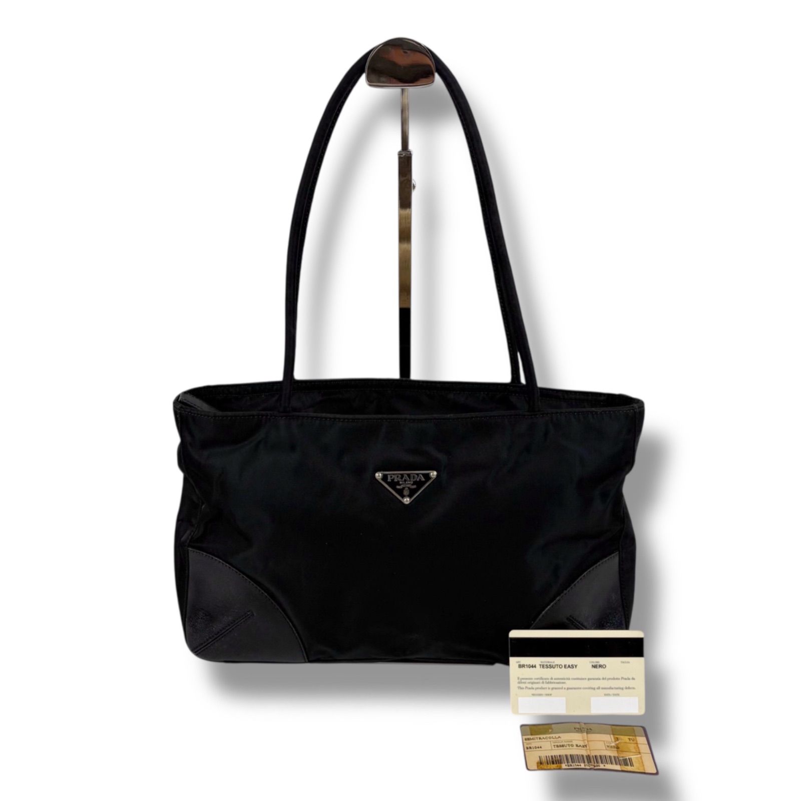 プラダ PRADA トライアングルロゴ ミニトートバッグ ブラック 黒 NERO 