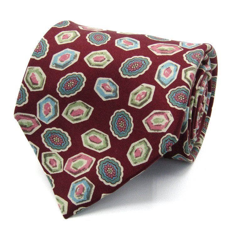 銀座和光 ブランド ネクタイ 小紋柄 シルク PO メンズ レッド wako