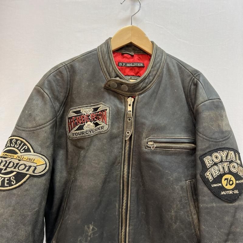 vintage 古着 レザースタジャン ブルドッグ ワッペン　PM30 ドッグファイト 80s-90s フルデコ ワッペン レザー ライダース