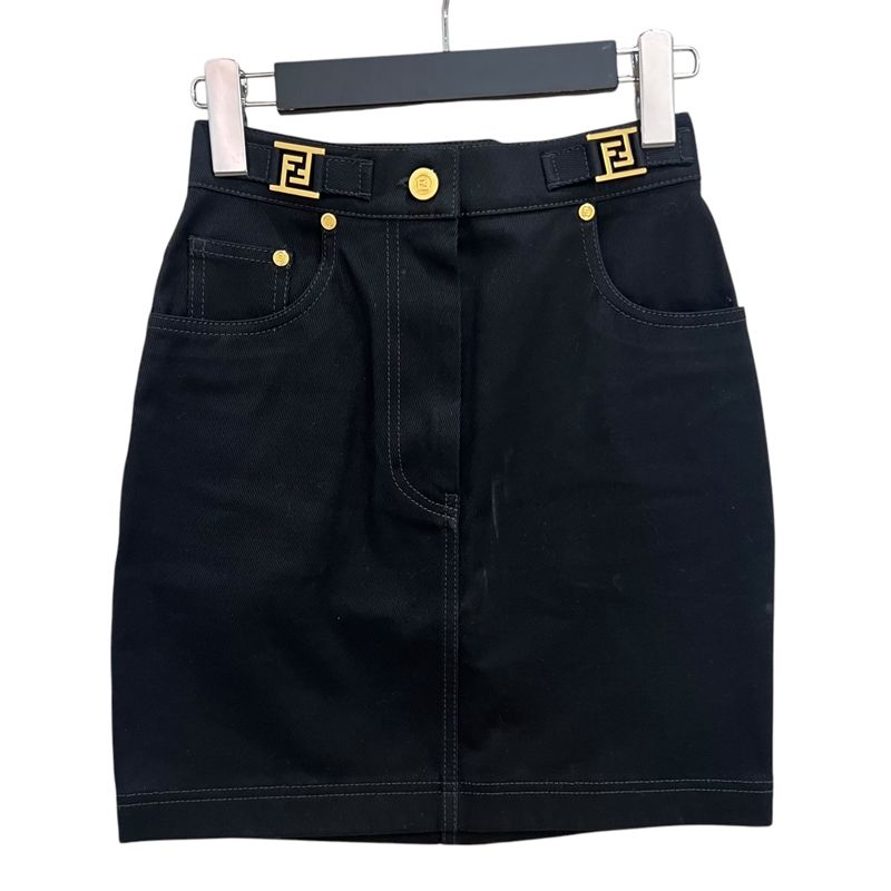 フェンディ FENDI FFロゴモチーフ デニムスカート FLQ548 ブラック