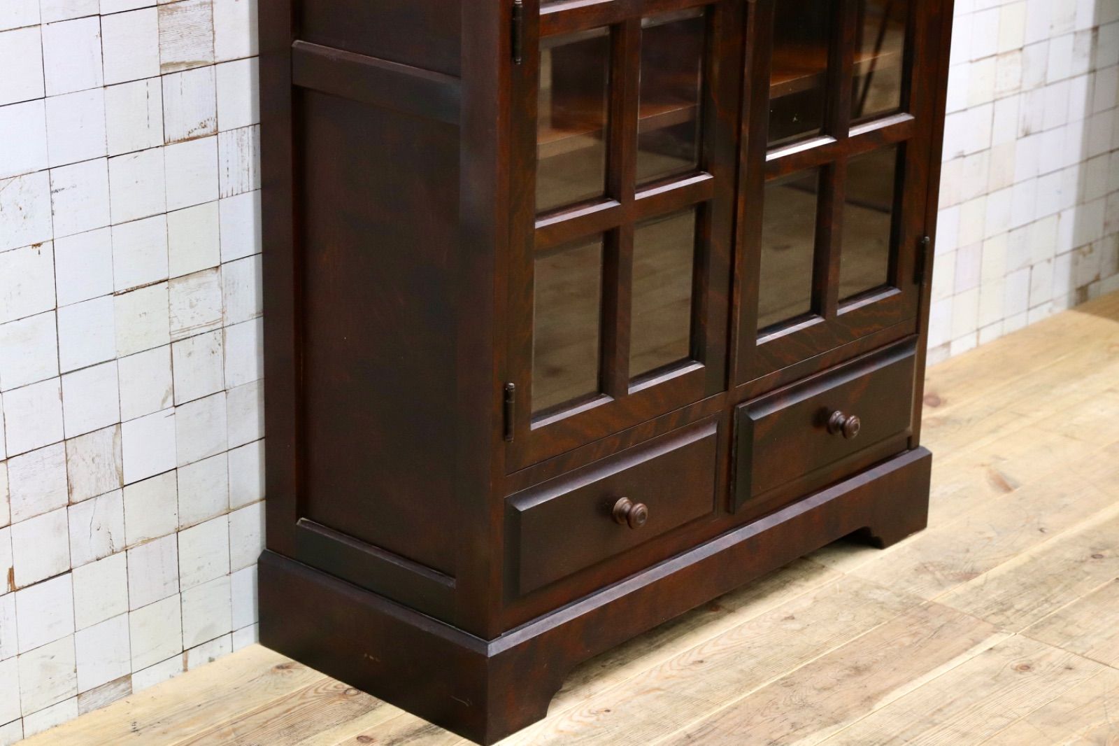 GMIH412○北海道民芸家具 キャビネット 飾り棚 樺材 アンティーク 和