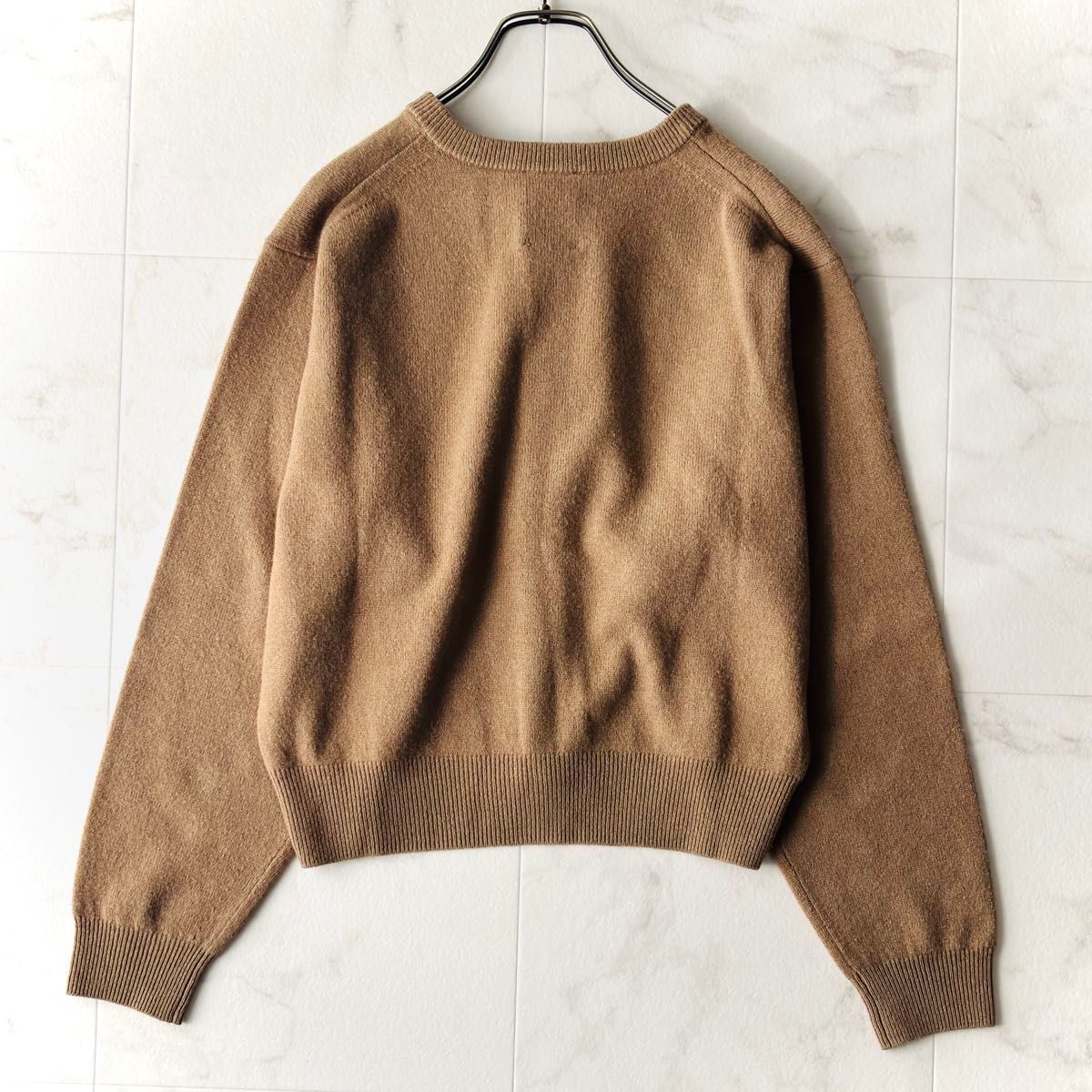 cnr0086* DANTON ダントン ウール100% クルーネックカーディガン 34 XS