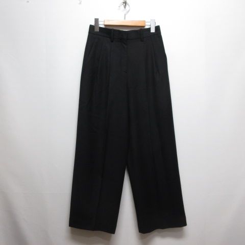 美品 Theory ウール フランネル プルオン パンツ 後ろゴム 黒 セオリー セオリー Theory 美品 Sleek Flannel DBL Pleat Pant N ウール