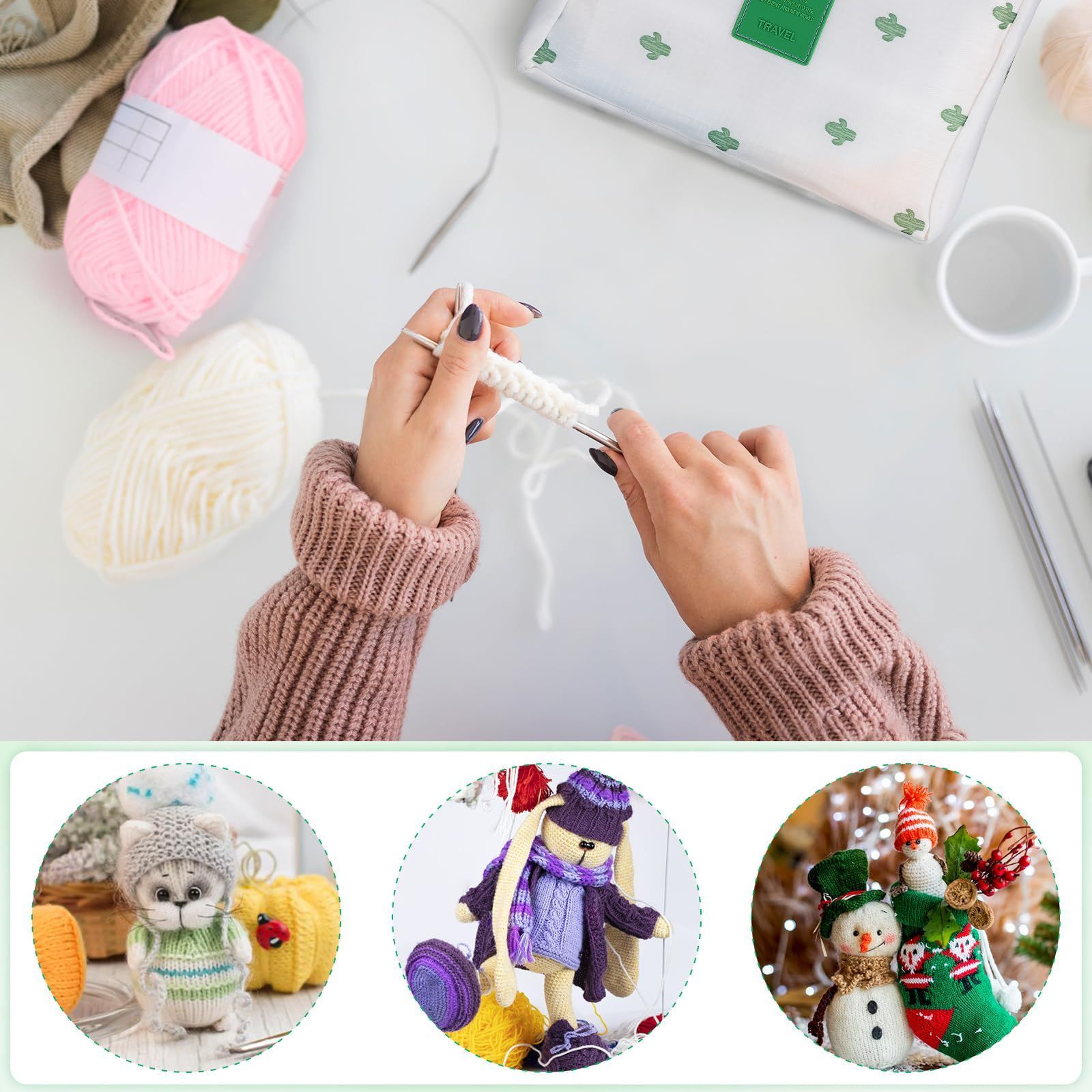 基礎 基本 大人 手編みクラフト DIY 5色毛糸・収納バッグ付き あみもの