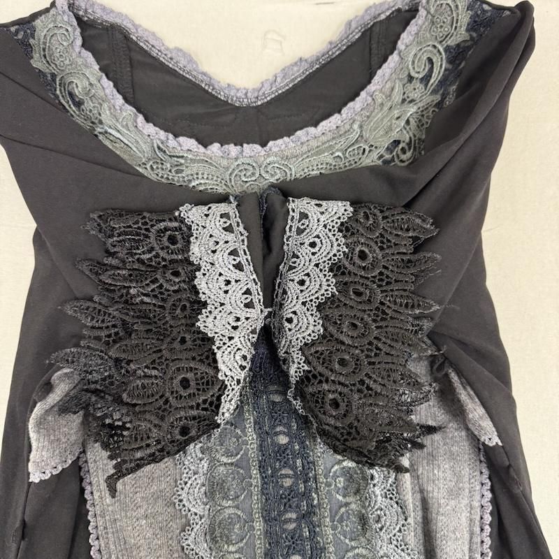 オッズオン ワンピース y2k フェアリー グランジ レース 半袖 フリル