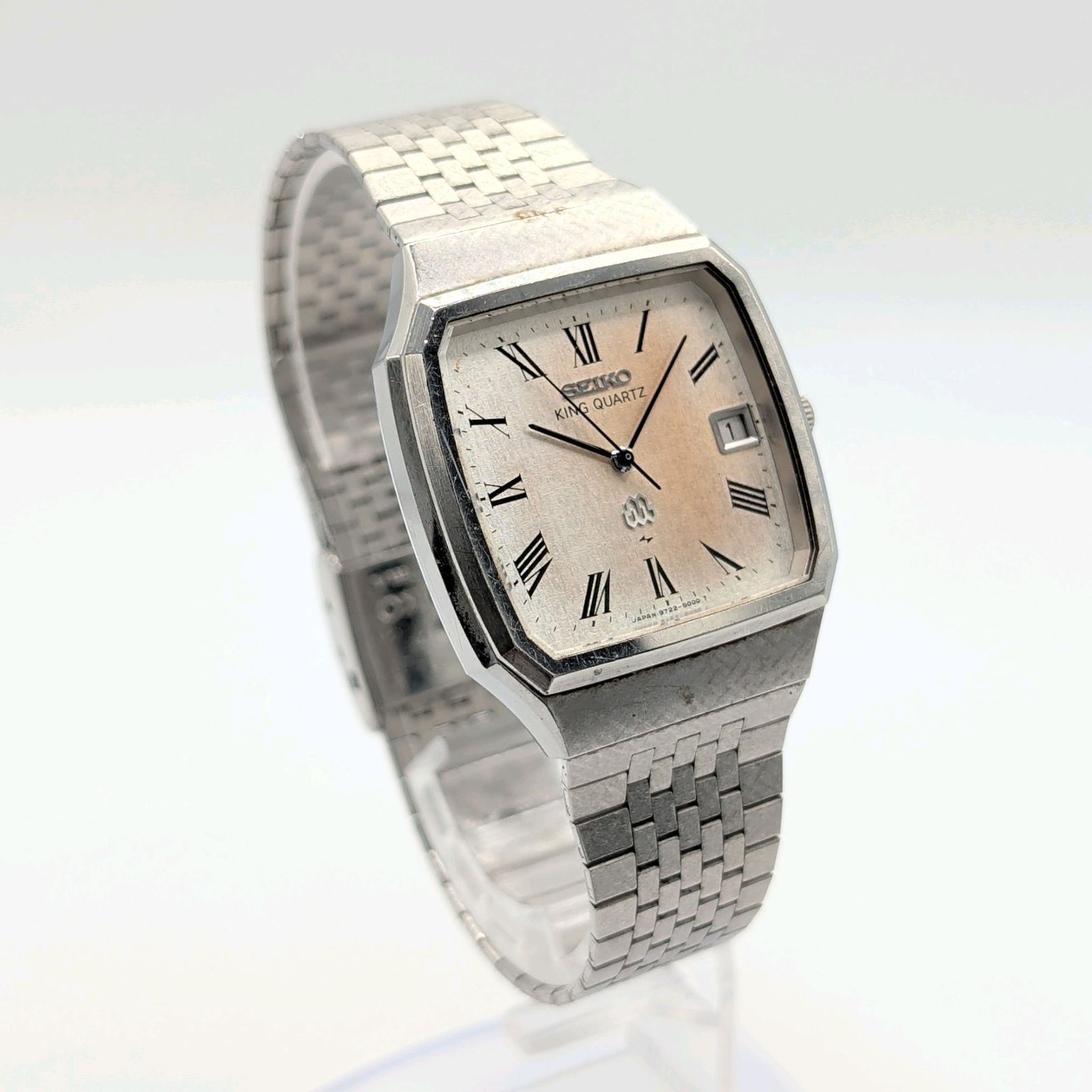 SEIKO KING QUARTZ 9722-5000 Men's Silver Square Date Y2K 00S