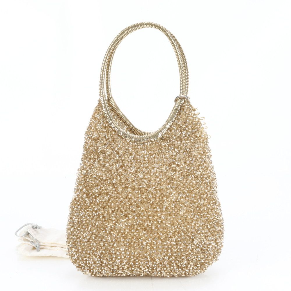 【美品】アンテプリマ　パーティーバッグ　ワイヤー　ハンド　ゴールド　ギャランティ 美品 アンテプリマ ワイヤーバッグ 編み込み ハンドバッグ トート