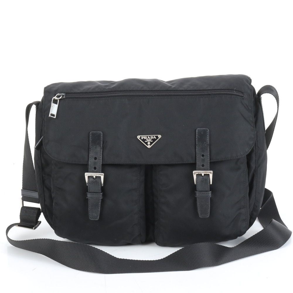 美品 プラダ テスート ナイロン トライアングルロゴ レザー ショルダー