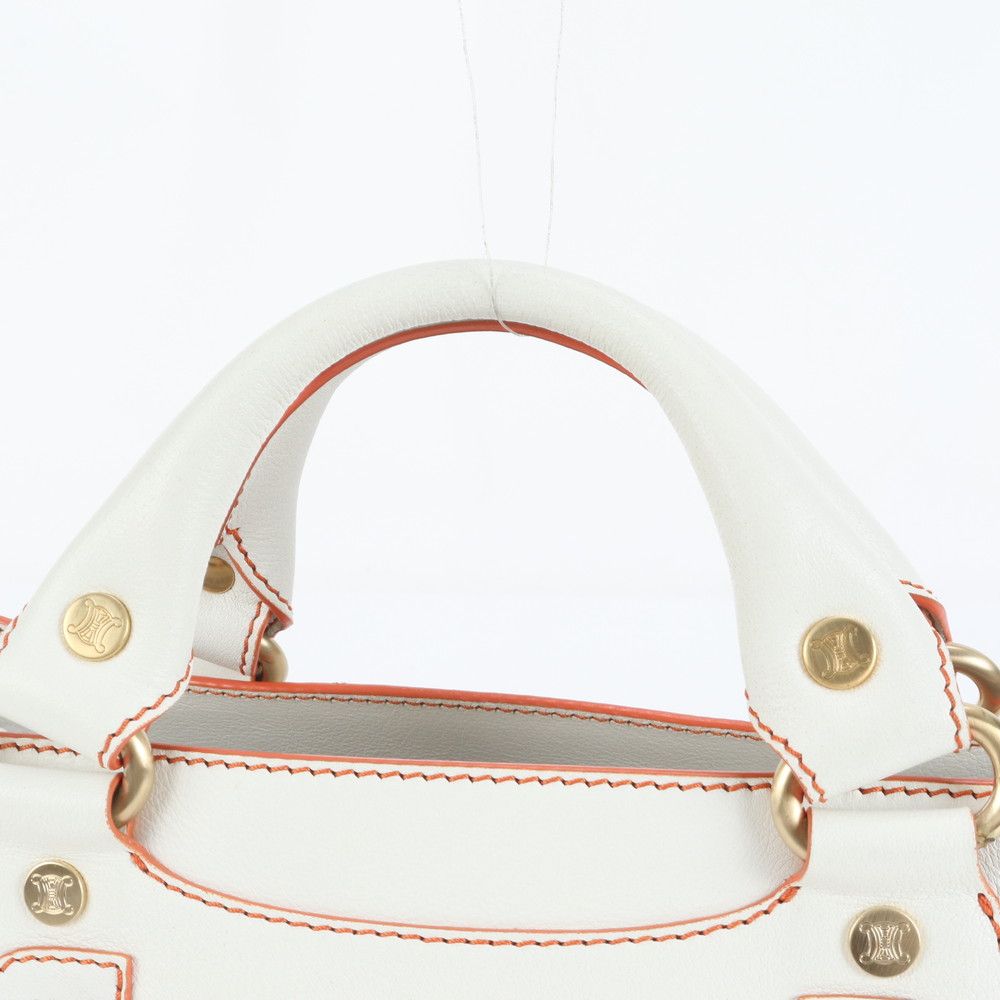 美品 セリーヌ ブギー バッグ ホワイト レザー ハンドバッグ トート 本