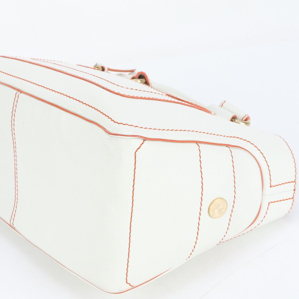 美品 セリーヌ ブギー バッグ ホワイト レザー ハンドバッグ トート 本