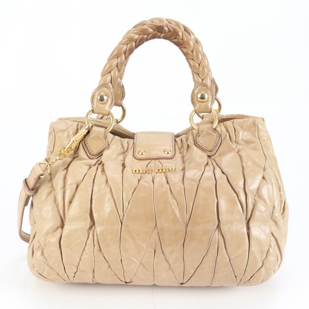 美品 ミュウミュウ マテラッセ レザー 2WAY ショルダーバッグ 斜め掛け