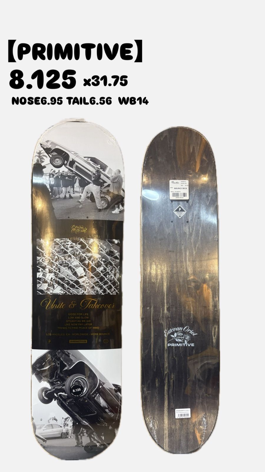PRIMITIVE】8.125x31.75 NOSE6.95 TAIL6.56 WB14 スケートボード