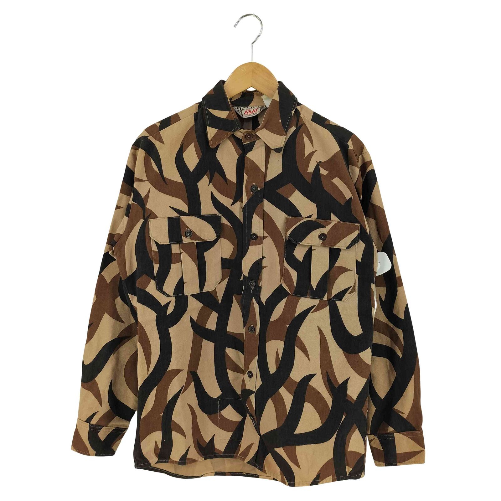 ユーズドフルギ USED古着 90S USA製 トライバルカモ シャツ メンズ S