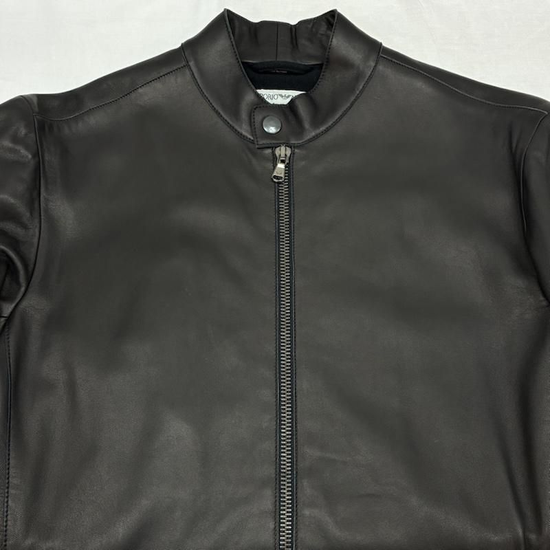 エンポリオアルマーニ ラム レザー シングル ライダース レザー