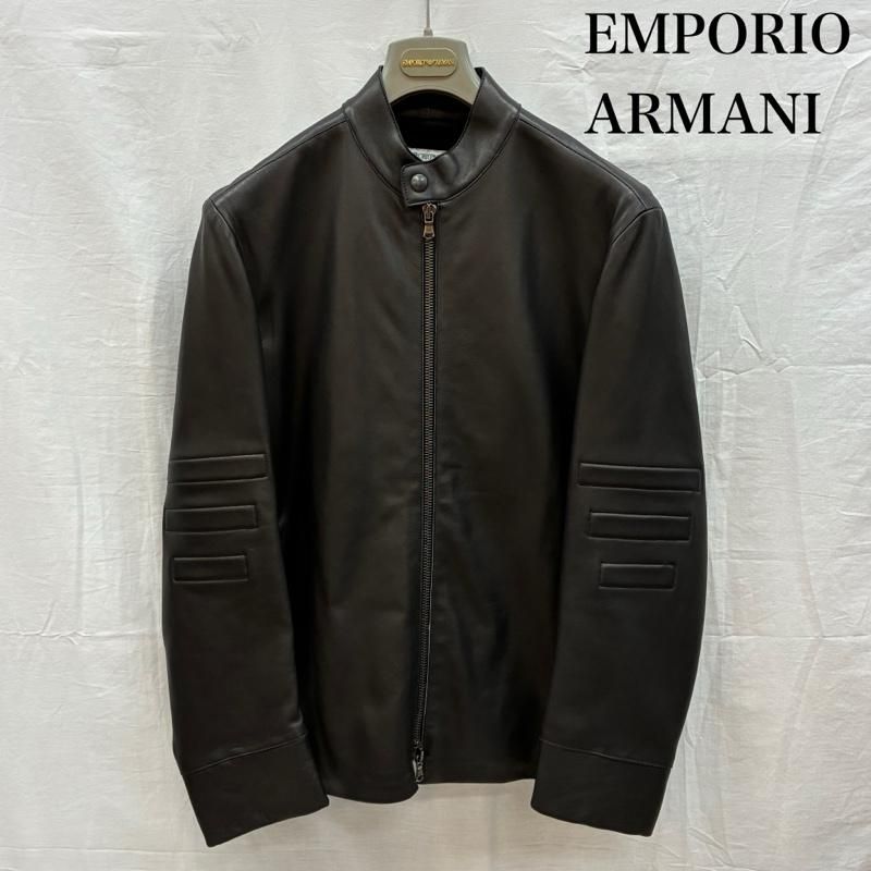 エンポリオアルマーニ ラム レザー シングル ライダース レザー