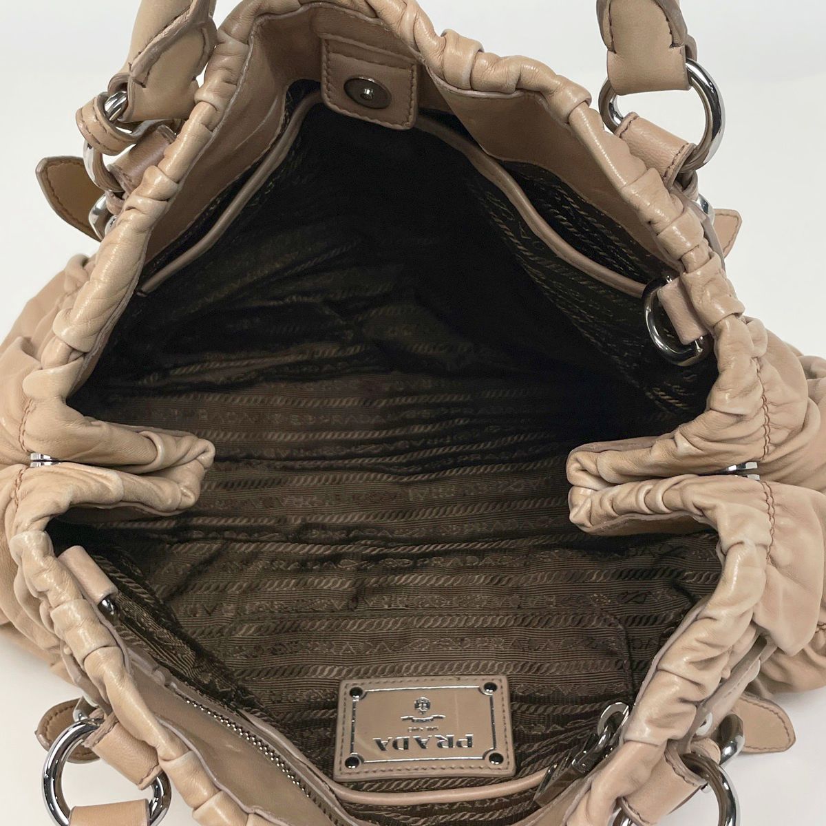 プラダ PRADA ロゴ ハンドバッグ 2WAY ショルダーバッグ ギャザー