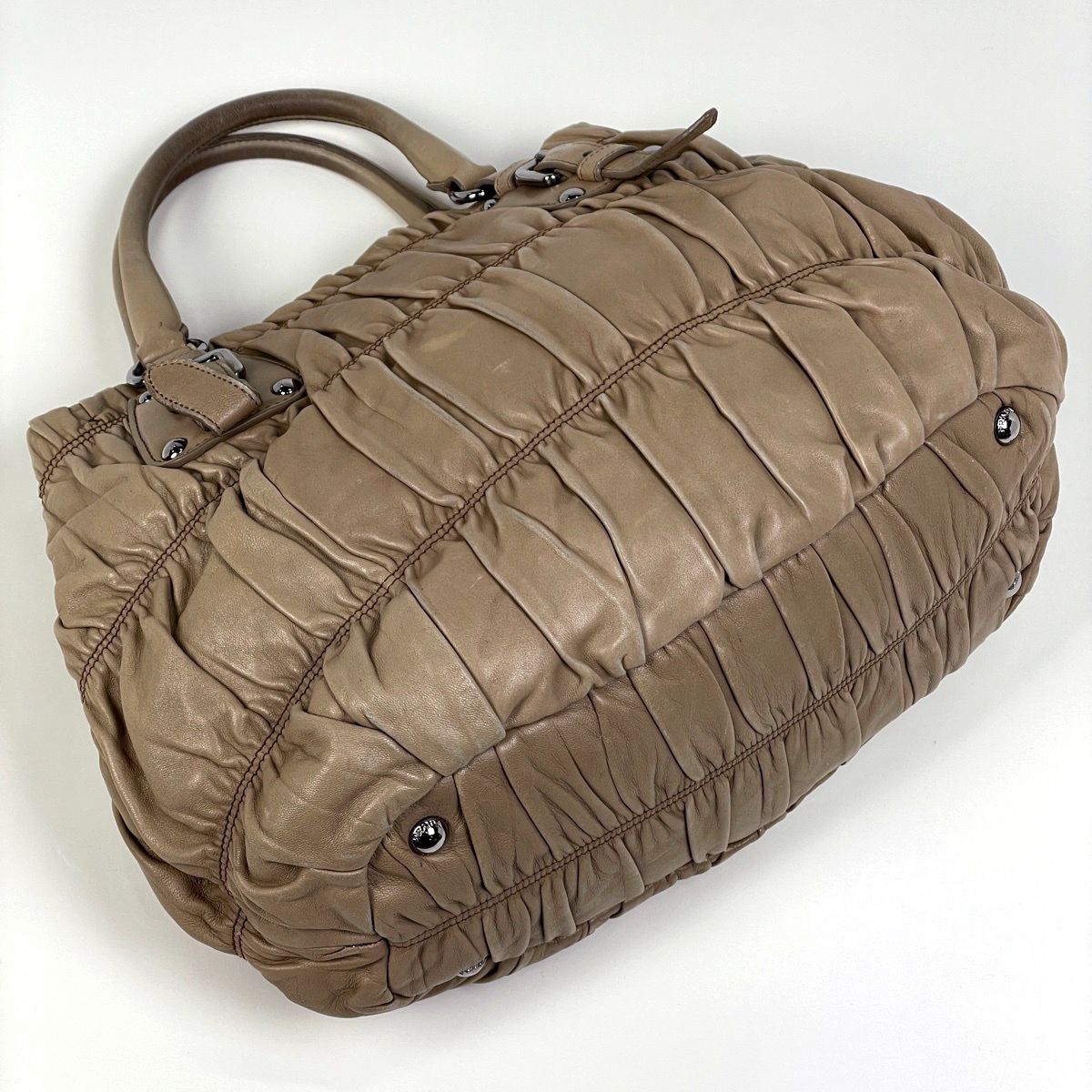 プラダ PRADA ロゴ ハンドバッグ 2WAY ショルダーバッグ ギャザー