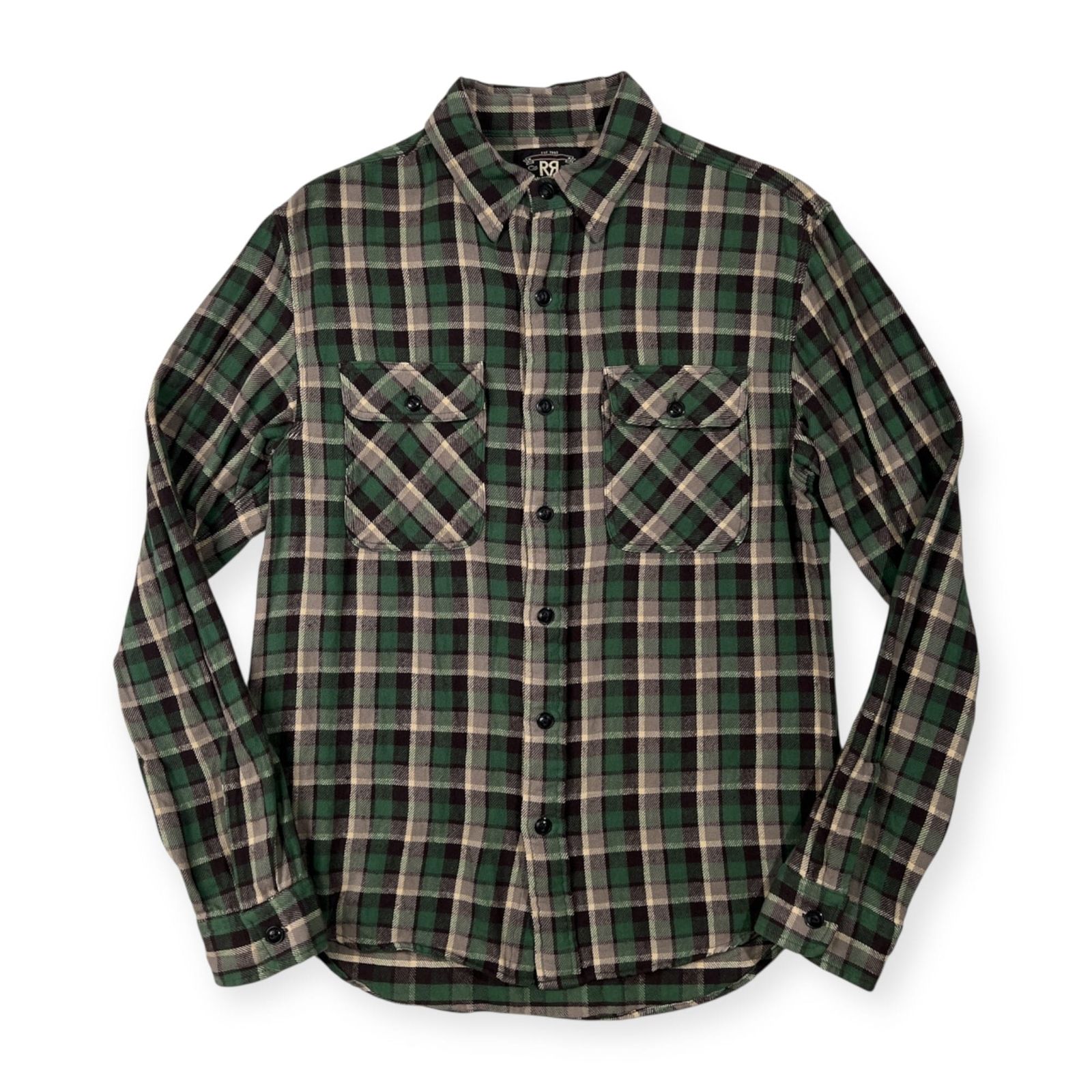美品 RRL ダブルアールエル チェック柄 両胸ポケット ネルシャツ 長袖