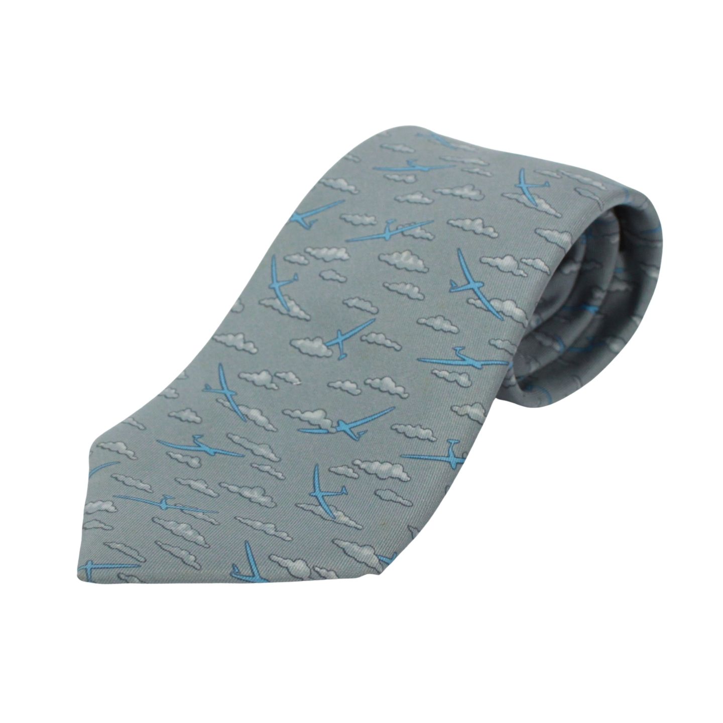 HERMES 飛行機 シルク グレー ネクタイ - メルカリ