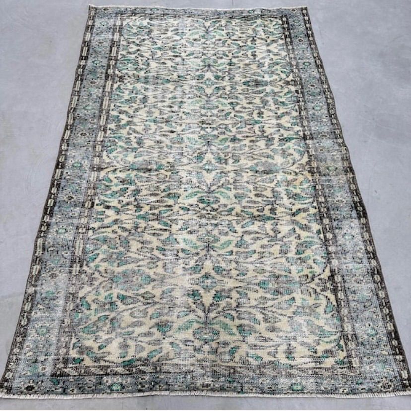 トルコヴィンテージラグ グリーン リーフ柄 ダブルフレーム - メルカリ
