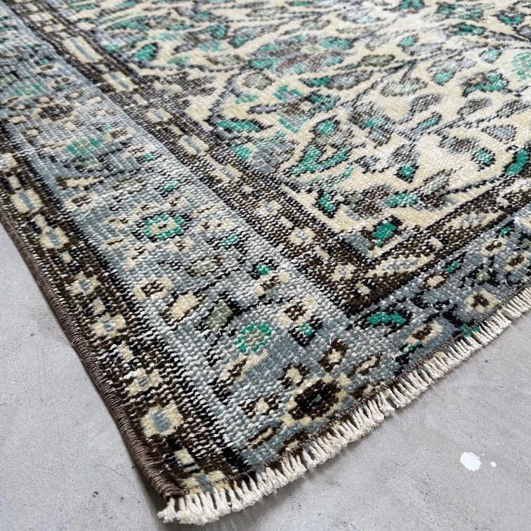 トルコヴィンテージラグ グリーン リーフ柄 ダブルフレーム - メルカリ