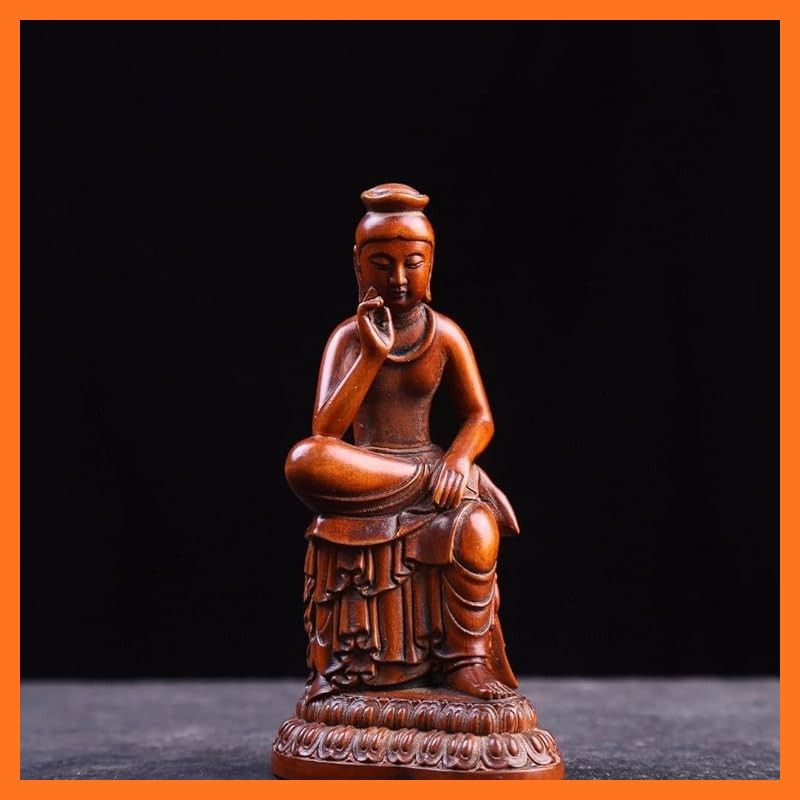 新品】 木彫りの仏像【弥勒菩薩】12.5cm 柘植 ツゲ 木製 弥勒菩薩半跏