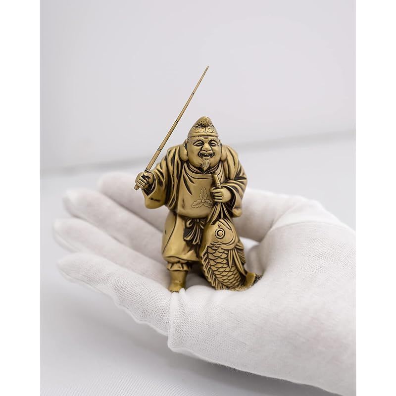 新品】 開運七福神 恵比寿 シルキーゴールド 仏師：牧田秀雲 原型＿古